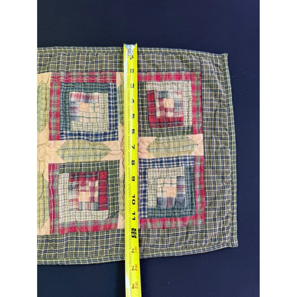 Victorian Heart Quilt Table Runner 12x60 Plaid Patchwork Star Primitive Country